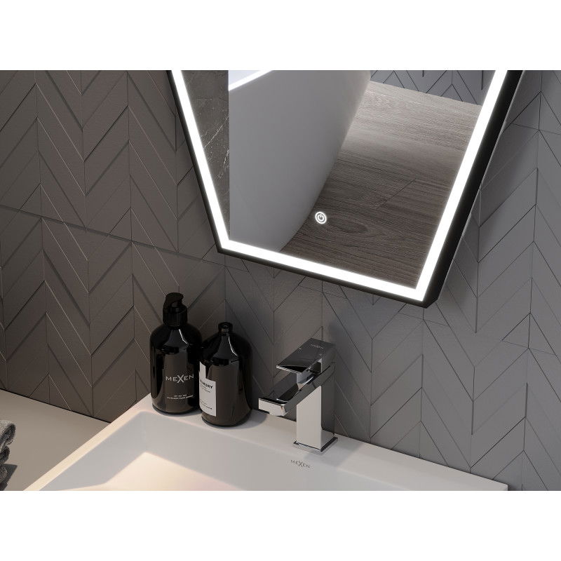 Mexen Orla miroir de salle de bain éclairé 60 x 80 cm, LED 6000K, anti-buée, cadre noir - 9815-060-080-611-70