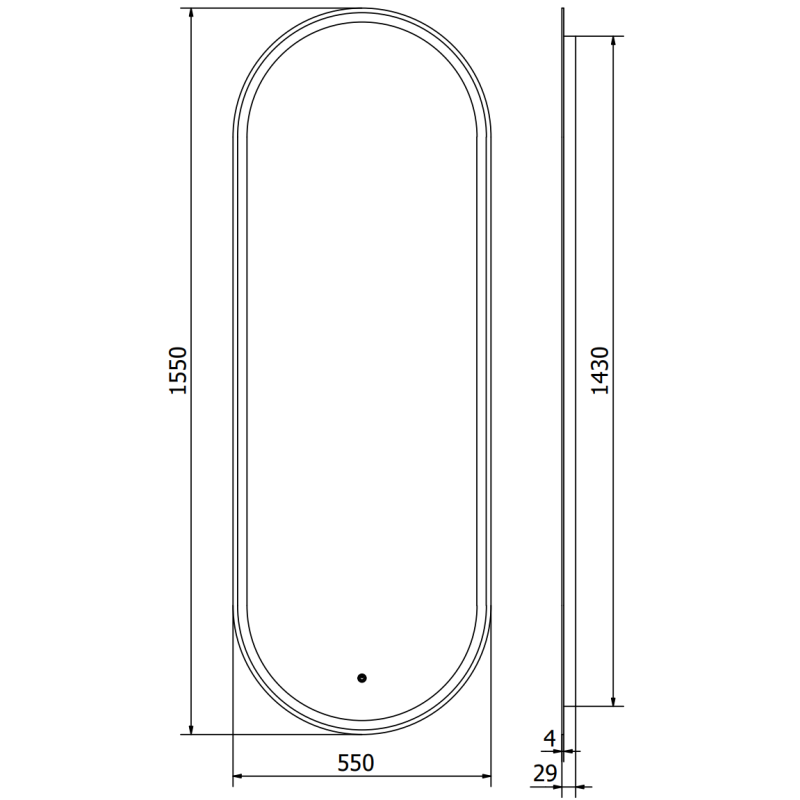 Mexen Bono valaistu kylpyhuonepeili 55 x 155 cm, LED 6000K, huurteenesto - 9816-055-155-611-00