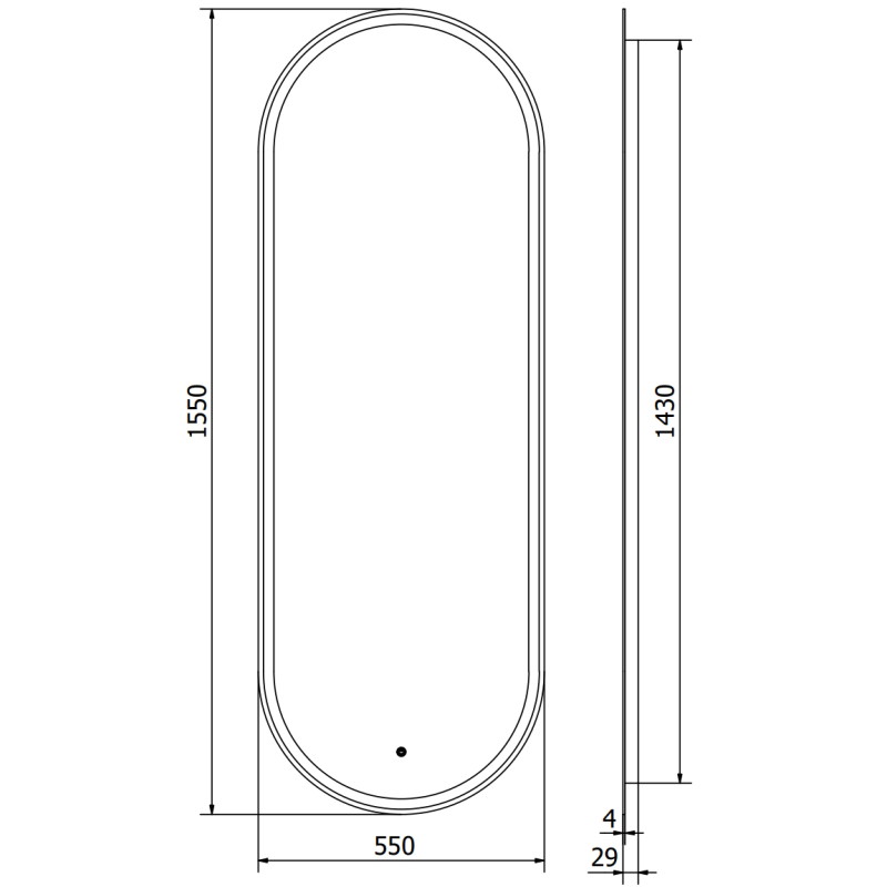 Mexen Bono verlichte badkamerspiegel 55 x 155 cm, LED 6000K, anti-condens - 9816-055-155-611-00