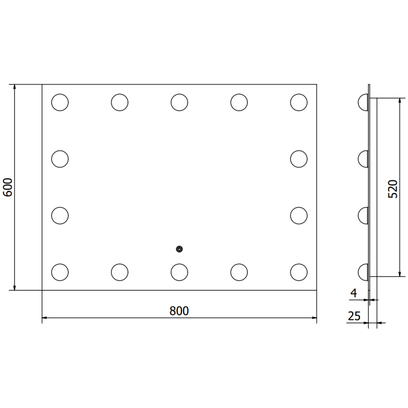 Mexen Dona beleuchteter Badezimmerspiegel 80 x 60 cm, LED 6000K, Antibeschlag - 9818-080-060-611-00
