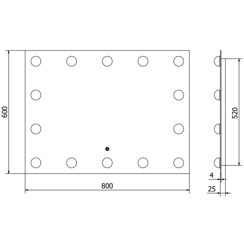 Mexen Dona espejo de baño iluminado 80 x 60 cm, LED 6000K, antiniebla - 9818-080-060-611-00