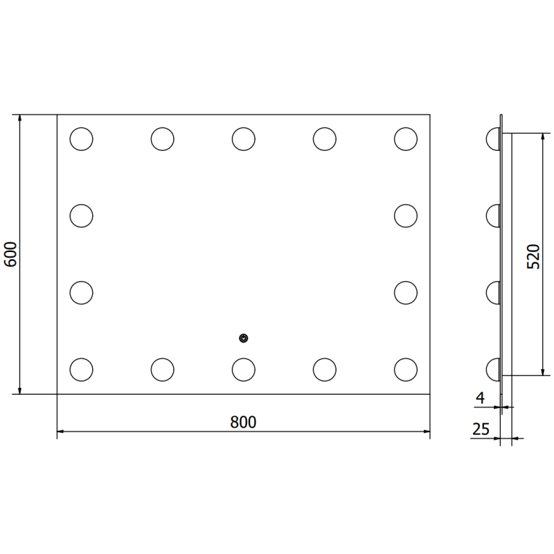 Mexen Dona upplyst badrumsspegel 80 x 60 cm, LED 6000K, antimjöldagg - 9818-080-060-611-00