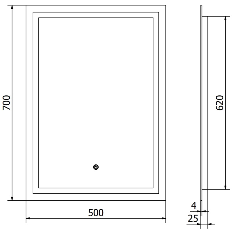 Mexen Miko miroir de salle de bain rétroéclairé 50 x 70 cm, LED 6000K, anti-buée - 9819-050-070-611-00