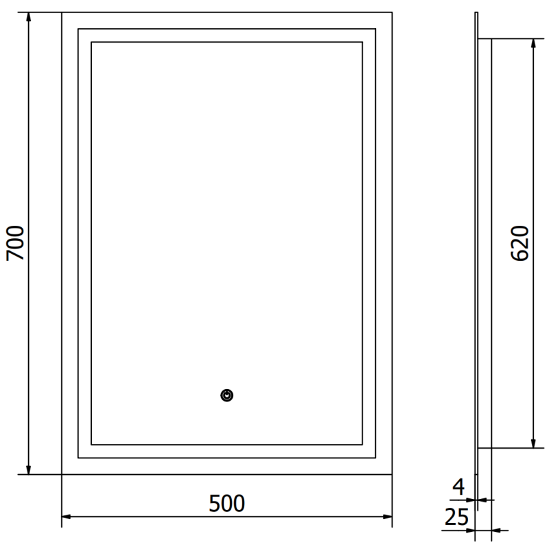 Mexen Miko upplyst badrumsspegel 50 x 70 cm, LED 6000K, antifog - 9819-050-070-611-00