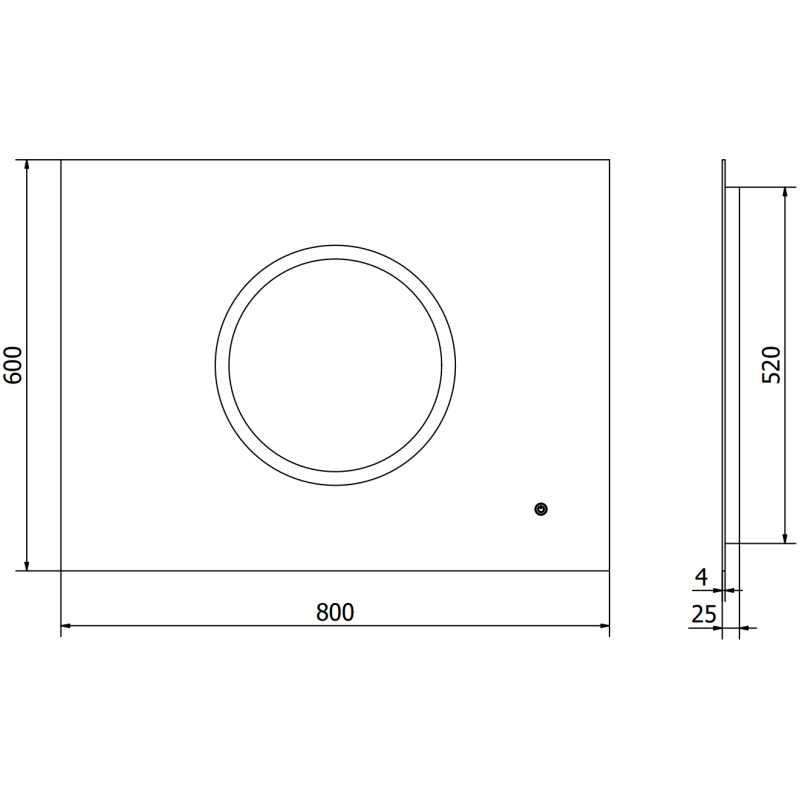 Mexen Koga Beliicht Buedzëmmer Spigel 80 x 60 cm, LED 6000K, Antistëbs - 9821-080-060-611-00