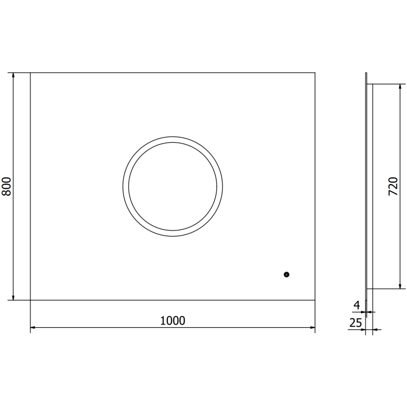 Mexen Koga valaistu kylpyhuoneen peili 100 x 80 cm, LED 6000K, huurteenesto - 9821-100-080-611-00