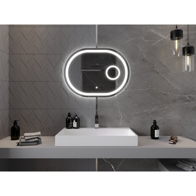 Mexen Umba lustro łazienkowe podświetlane z lusterkiem kosmetycznym 80 x 60 cm, LED 6000K, antypara - 9822-080-060-611-00
