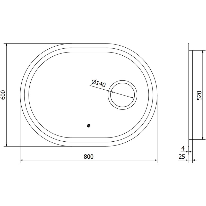 Mexen Umba osvijetljeno ogledalo za kupaonicu s kozmetičkim ogledalom 80 x 60 cm, LED 6000K, protiv zamagljivanja