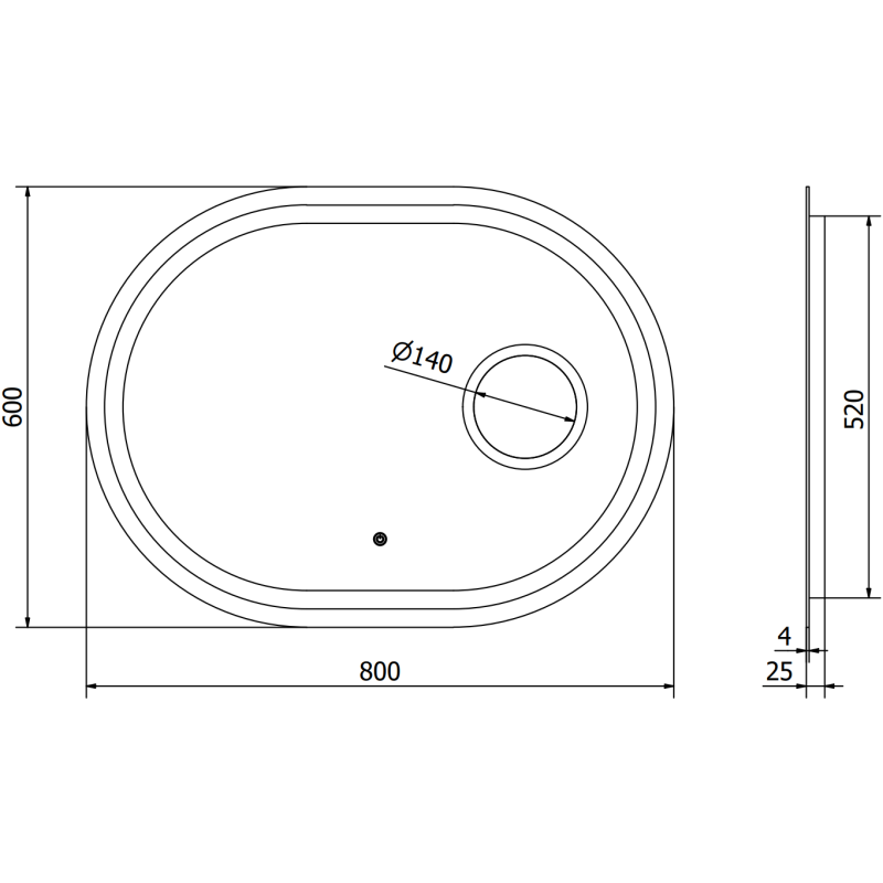 Mexen Umba specchio da bagno retroilluminato con specchietto cosmetico 80 x 60 cm, LED 6000K, anti-appannamento