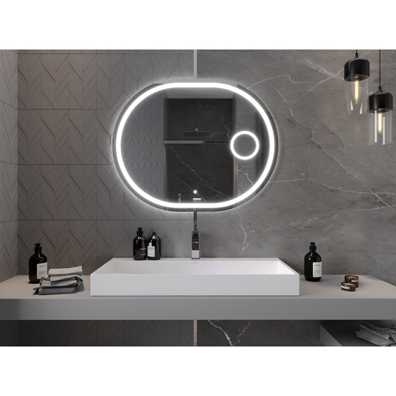 Mexen Umba osvijetljeno kupaonsko ogledalo s kozmetičkim ogledalom 100 x 80 cm, LED 6000K, protiv magle - 9822-100-080-611-00