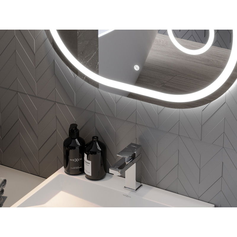 Mexen Umba specchio da bagno retroilluminato con specchietto cosmetico 100 x 80 cm, LED 6000K, anti-appannamento