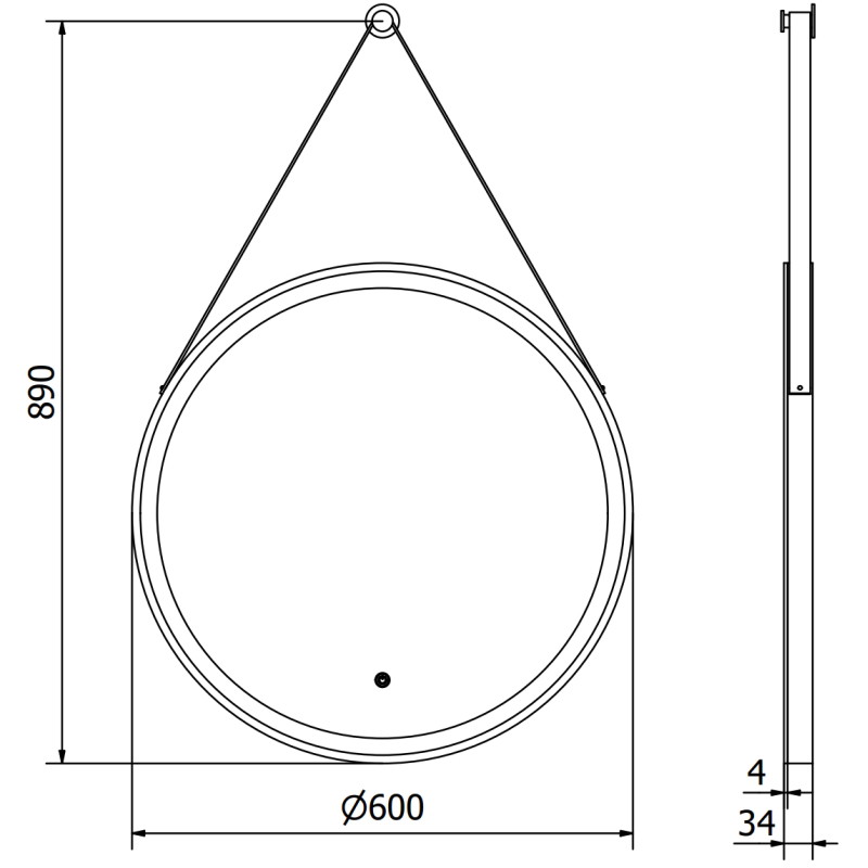 Mexen Reni verlicht badkamerspiegel, rond 60 cm, LED 6000K, anti-condens, zwarte lijst - 9812-060-060-611-70