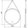 Mexen Reni miroir de salle de bain éclairé, rond 60 cm, LED 6000K, antibuée, cadre noir - 9812-060-060-611-70