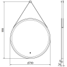 Mexen Reni miroir de salle de bains éclairé, rond 70 cm, LED 6000K, anti-buée, cadre noir - 9812-070-070-611-70