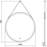 Mexen Reni espejo de baño iluminado, redondo 80 cm, LED 6000K, antivaho, marco negro - 9812-080-080-611-70