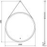 Mexen Reni verlichte badkamerspiegel, rond 80 cm, LED 6000K, anti-condens, zwarte lijst - 9812-080-080-611-70