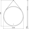 Miroir de salle de bain éclairé Mexen Reni, rond 100 cm, LED 6000K, anti-buée, cadre noir - 9812-100-100-611-70