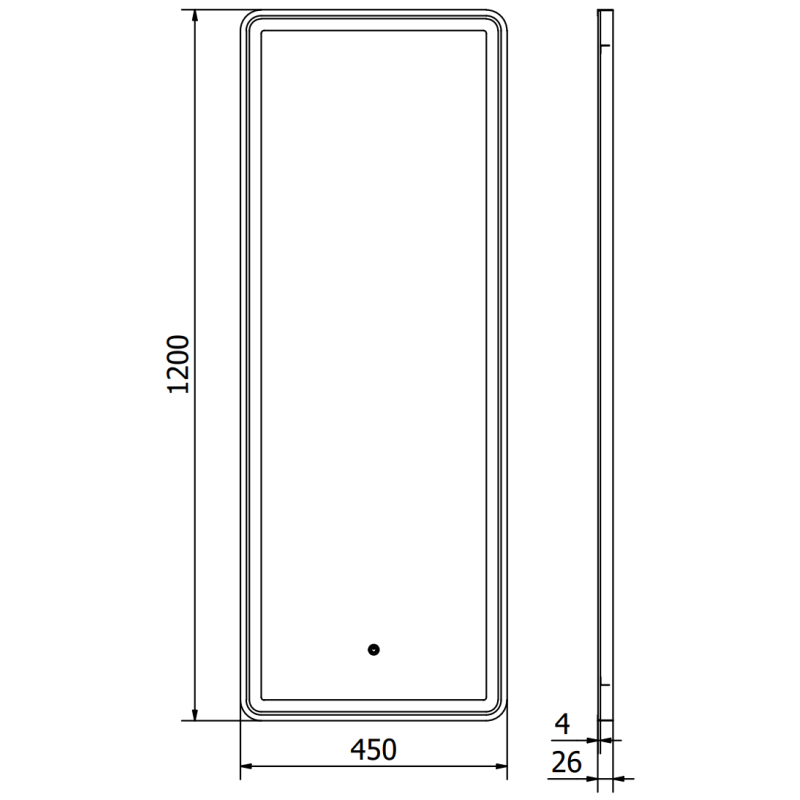 Mexen Coro illuminated bathroom mirror 45 x 120 cm, LED 6000K, anti-fog, black frame - 9817-045-120-611-70