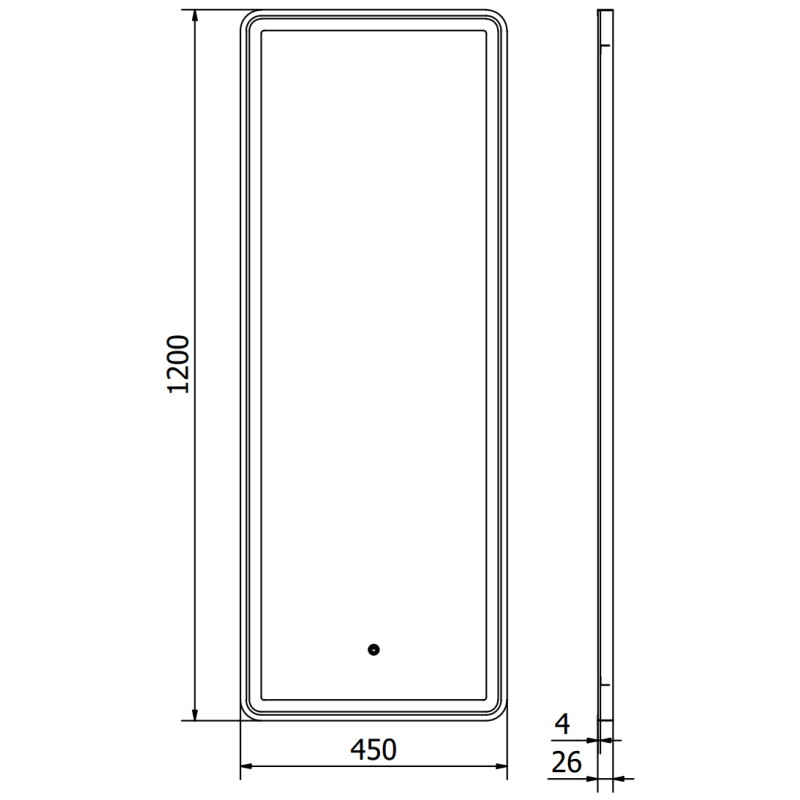 Mexen Coro verlicht badkamer spiegel 45 x 120 cm, LED 6000K, anti-condens, zwarte rand - 9817-045-120-611-70