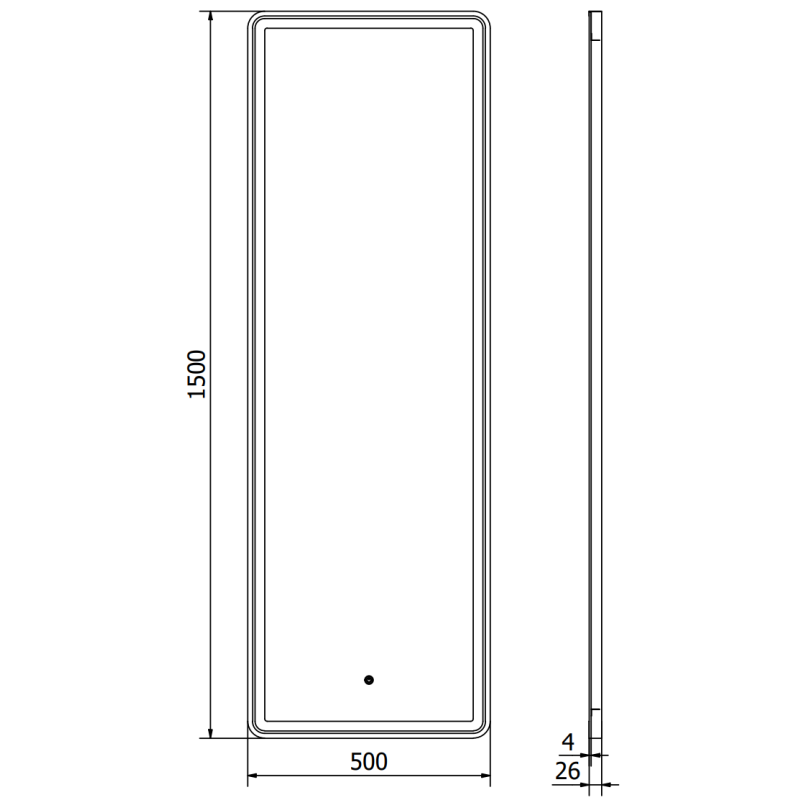 Mexen Coro kopalniško kopalniško ogledalo 50 x 150 cm, LED 6000K, proti megli, črni okvir - 9817-050-150-611-70