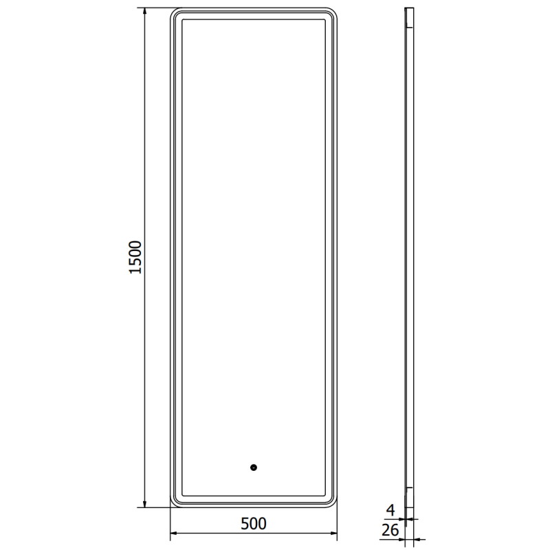 Mexen Coro verlicht badkamerspiegel 50 x 150 cm, LED 6000K, anti-condens, zwarte lijst - 9817-050-150-611-70