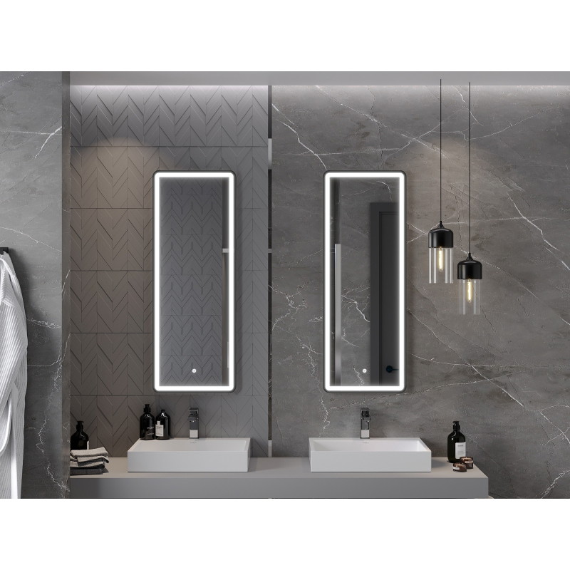 Mexen Coro verlichte badkamerspiegel 45 x 120 cm, LED 6000K, antivmist, zwarte lijst - 9817-045-120-611-70