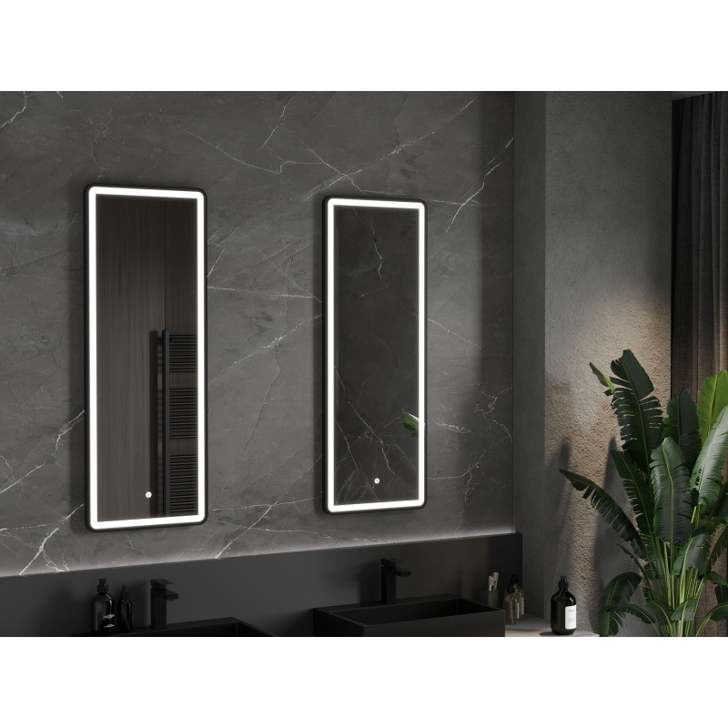 Mexen Coro miroir de salle de bain éclairé 45 x 120 cm, LED 6000K, anti-buée, cadre noir - 9817-045-120-611-70
