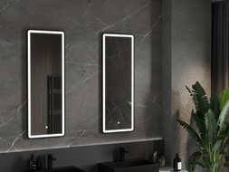 Mexen Coro lustro łazienkowe podświetlane 45 x 120 cm, LED 6000K, antypara, rama czarna - 9817-045-120-611-70