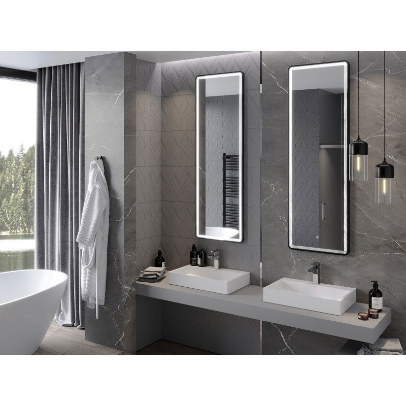 Mexen Coro illuminated bathroom mirror 50 x 150 cm, LED 6000K, anti-fog, black frame - 9817-050-150-611-70