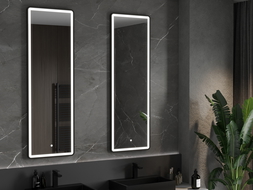 Mexen Coro lustro łazienkowe podświetlane 50 x 150 cm, LED 6000K, antypara, rama czarna - 9817-050-150-611-70
