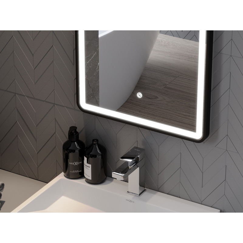 Mexen Coro verlicht badkamerspiegel 50 x 150 cm, LED 6000K, anti-condens, zwarte lijst - 9817-050-150-611-70