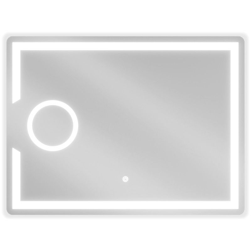Mexen Onyx specchio da bagno retroilluminato con specchio cosmetico 80 x 60 cm, LED 6000K, antiappannamento