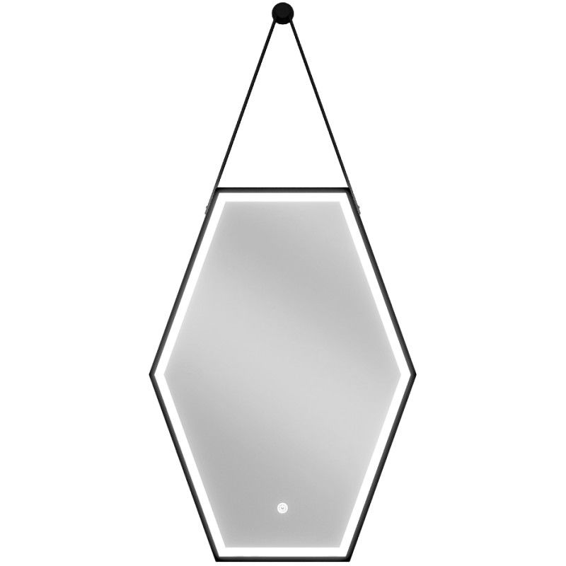 Mexen Orla beleuchteter Badezimmerspiegel 50 x 70 cm, LED 6000K, Antibeschlag, schwarzer Rahmen - 9815-050-070-611-70