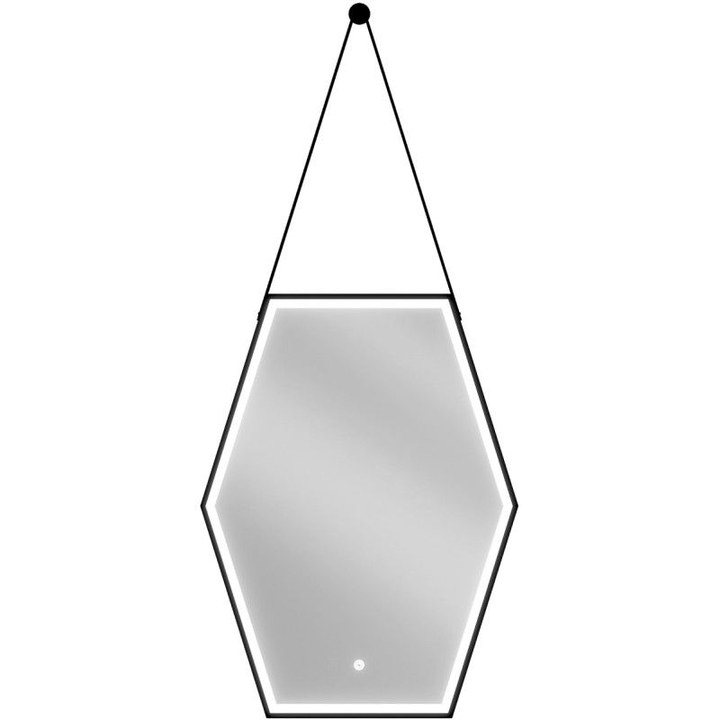 Mexen Orla verlichte badkamer spiegel 60 x 80 cm, LED 6000K, anti-condens, zwarte frame - 9815-060-080-611-70
