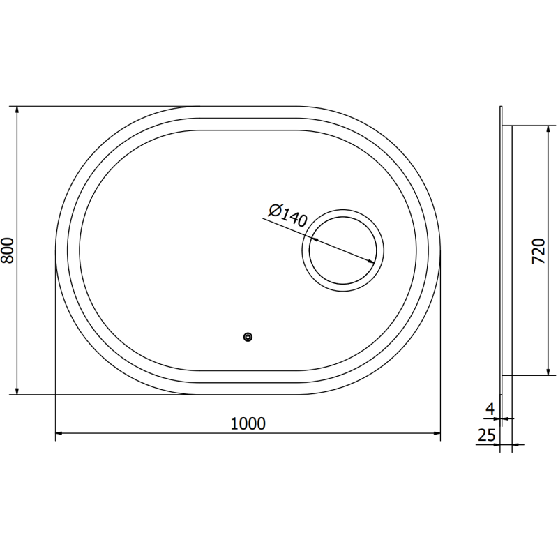 Mexen Umba valaistu kylpyhuoneen peili meikkipeilillä 100 x 80 cm, LED 6000K, huurteenesto - 9822-100-080-611-00