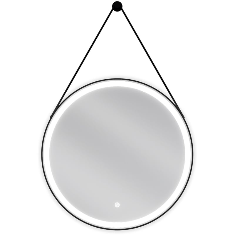 Mexen Reni verlicht badkamerspiegel, rond 60 cm, LED 6000K, anti-condens, zwarte lijst - 9812-060-060-611-70