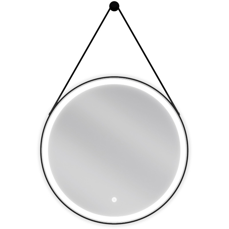 Mexen Reni verlichte ronde spiegel voor badkamer, 60 cm, LED 6000K, anti-condens, zwarte rand - 9812-060-060-611-70
