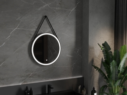 Mexen Reni verlichte badkamerspiegel, rond 60 cm, LED 6000K, antidamp, zwarte lijst - 9812-060-060-611-70