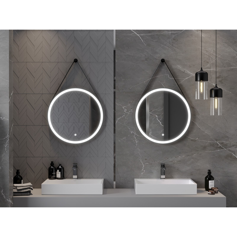 Mexen Reni lustro łazienkowe podświetlane, okrągłe 60 cm, LED 6000K, antypara, rama czarna - 9812-060-060-611-70
