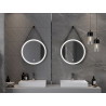 Mexen Reni espejo de baño iluminado, redondo 60 cm, LED 6000K, antivaho, marco negro - 9812-060-060-611-70