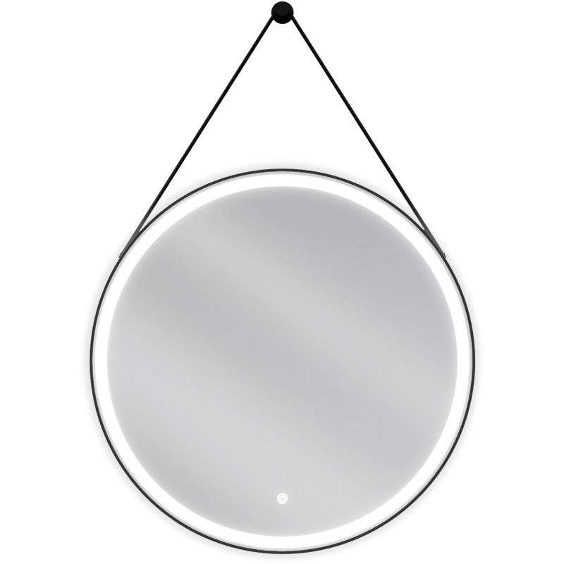 Mexen Reni miroir de salle de bain éclairé, rond 70 cm, LED 6000K, antibuée, cadre noir - 9812-070-070-611-70