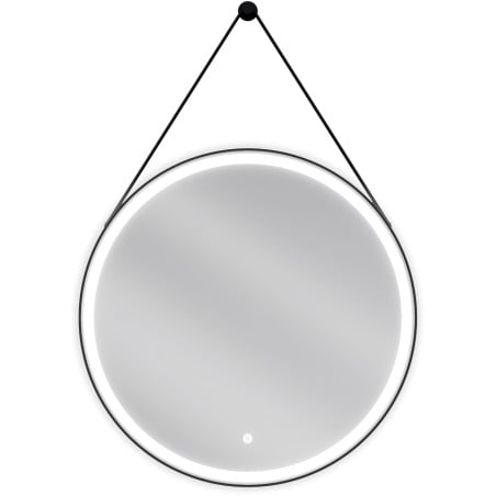 Mexen Reni espejo de baño iluminado, redondo 70 cm, LED 6000K, antivaho, marco negro - 9812-070-070-611-70