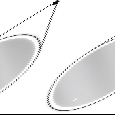 Mexen Reni osvetljeno okroglo kopalniško ogledalo, 70 cm, LED 6000K, proti megli, črn okvir - 9812-070-070-611-70