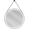 Mexen Reni verlicht ronde badkamerspiegel, 70 cm, LED 6000K, anti-condens, zwarte frame - 9812-070-070-611-70