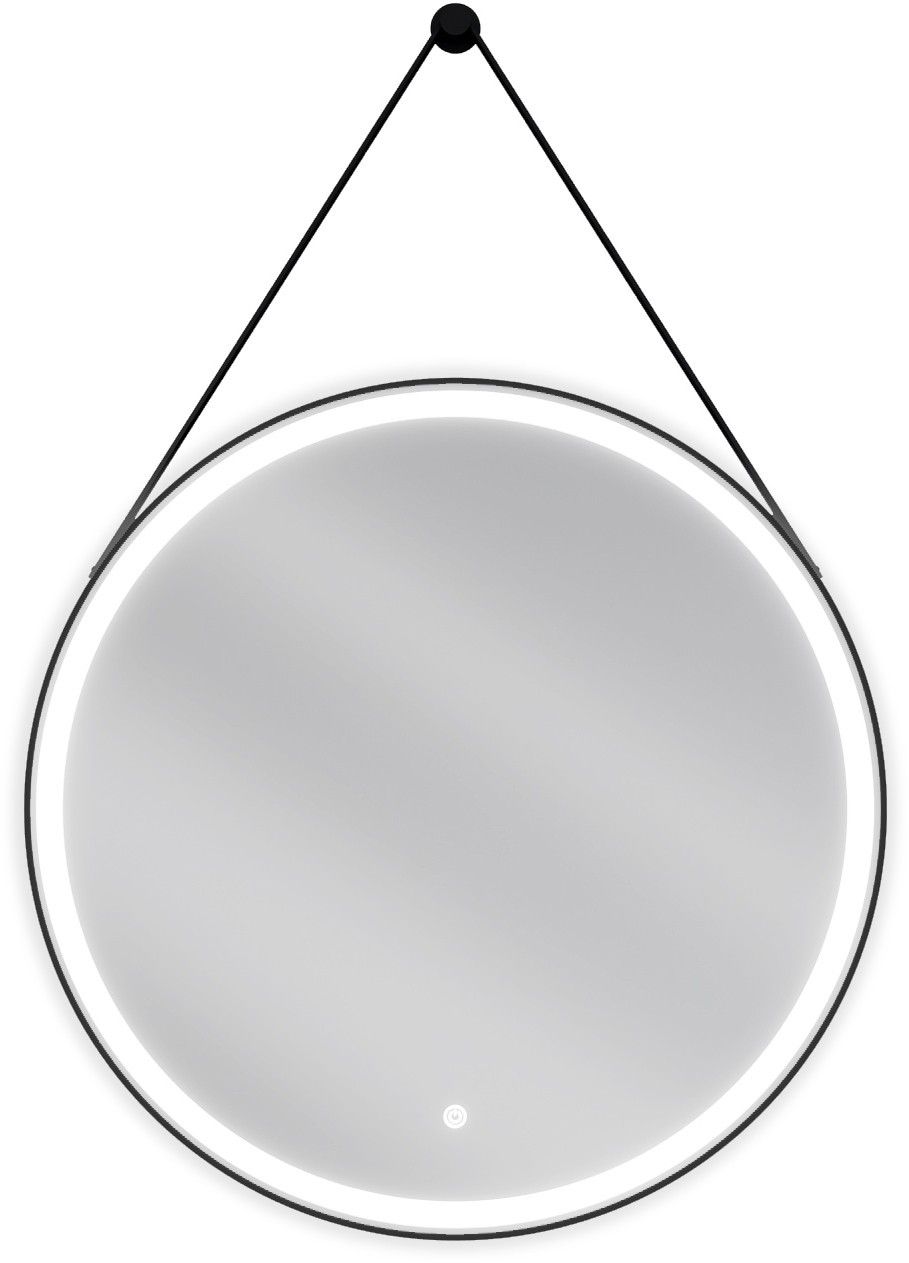 Mexen Reni lustro łazienkowe podświetlane, okrągłe 70 cm, LED 6000K, antypara, rama czarna - 9812-070-070-611-70