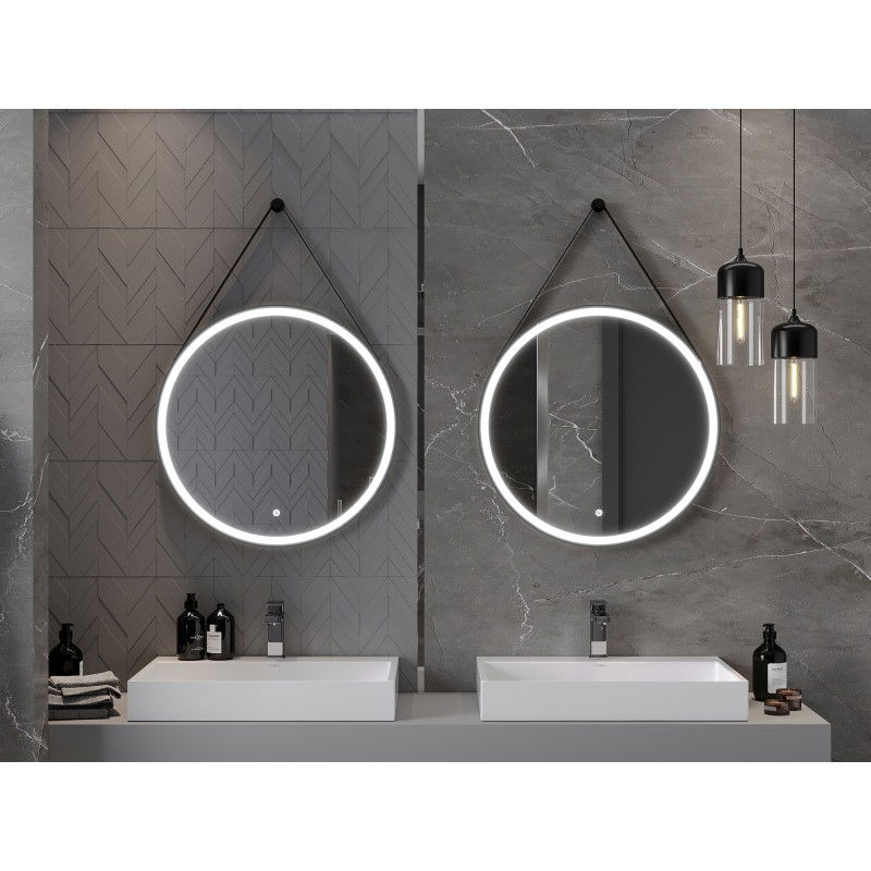 Mexen Reni illuminated bathroom mirror, round 70 cm, LED 6000K, anti-fog, black frame - 9812-070-070-611-70