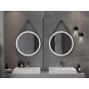 Mexen Reni espejo de baño iluminado, redondo 70 cm, LED 6000K, antivaho, marco negro - 9812-070-070-611-70