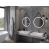 Mexen Reni verlicht ronde badkamerspiegel, 70 cm, LED 6000K, anti-condens, zwarte frame - 9812-070-070-611-70