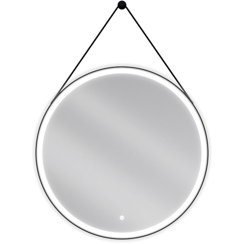 Mexen Reni verlichte badkamerspiegel, rond 80 cm, LED 6000K, anti-condens, zwarte lijst - 9812-080-080-611-70