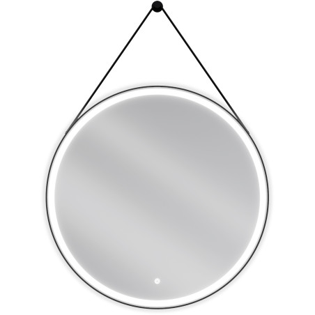 Mexen Reni espejo de baño iluminado, redondo 80 cm, LED 6000K, antivaho, marco negro - 9812-080-080-611-70
